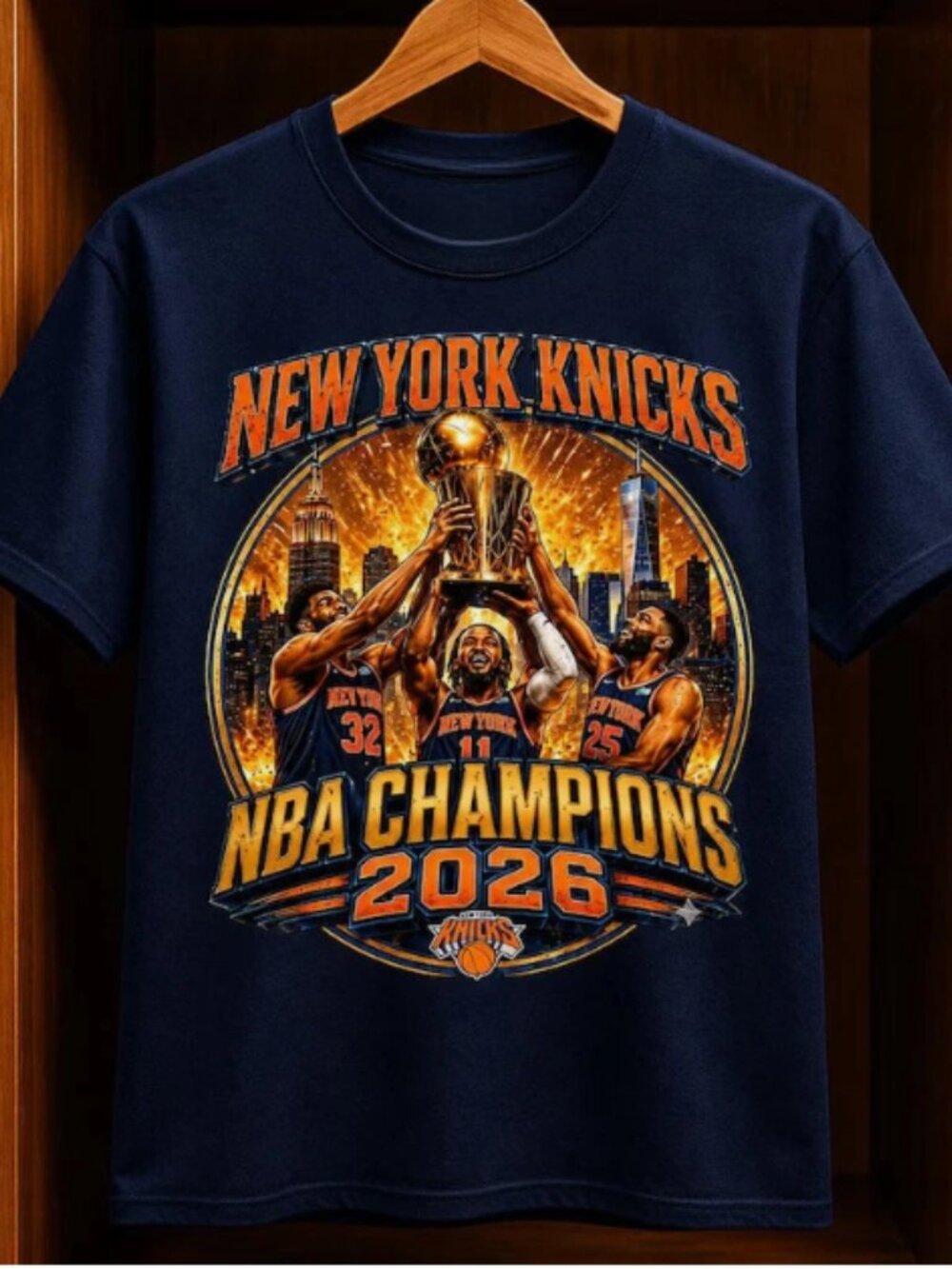 New York Knicks 2026 NBA Champions Graphic Navy T-Shirt
